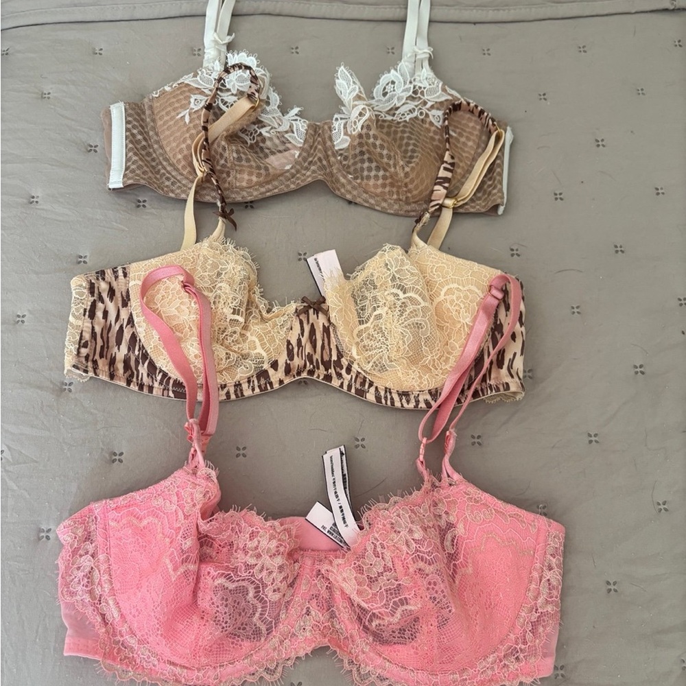 Victoria's Secret Lace Bra Set - Pink, Cream, Brown